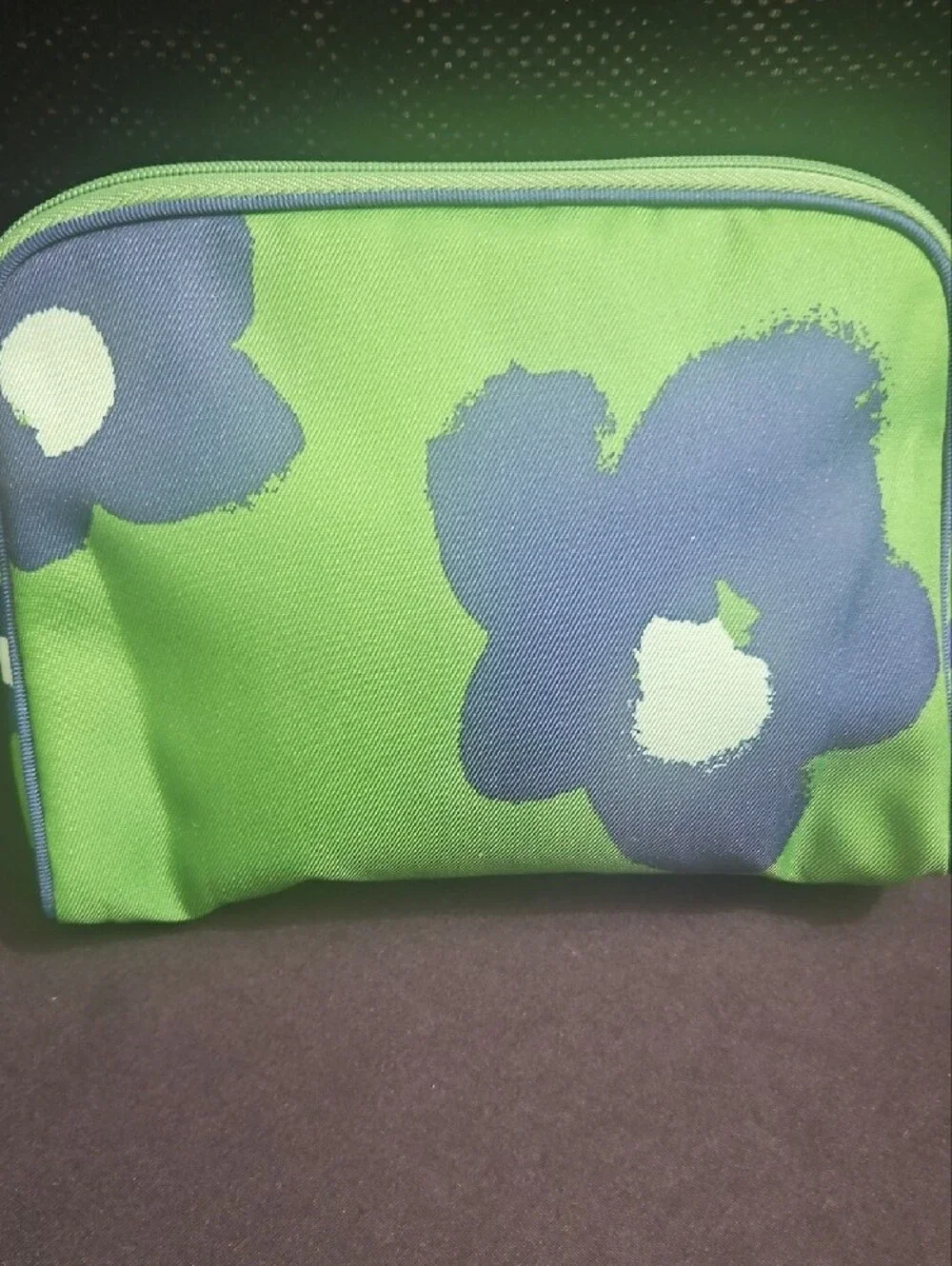 Clinique x Kate Spade Green and Blue Floral Cosmetic Bag